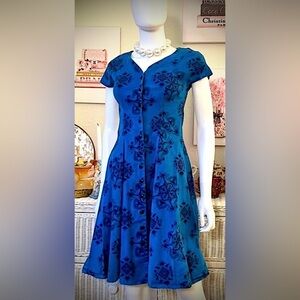 Nooworks Mini Dress Cotton Stretchy Low Cut geometric Graphics in blue Size S